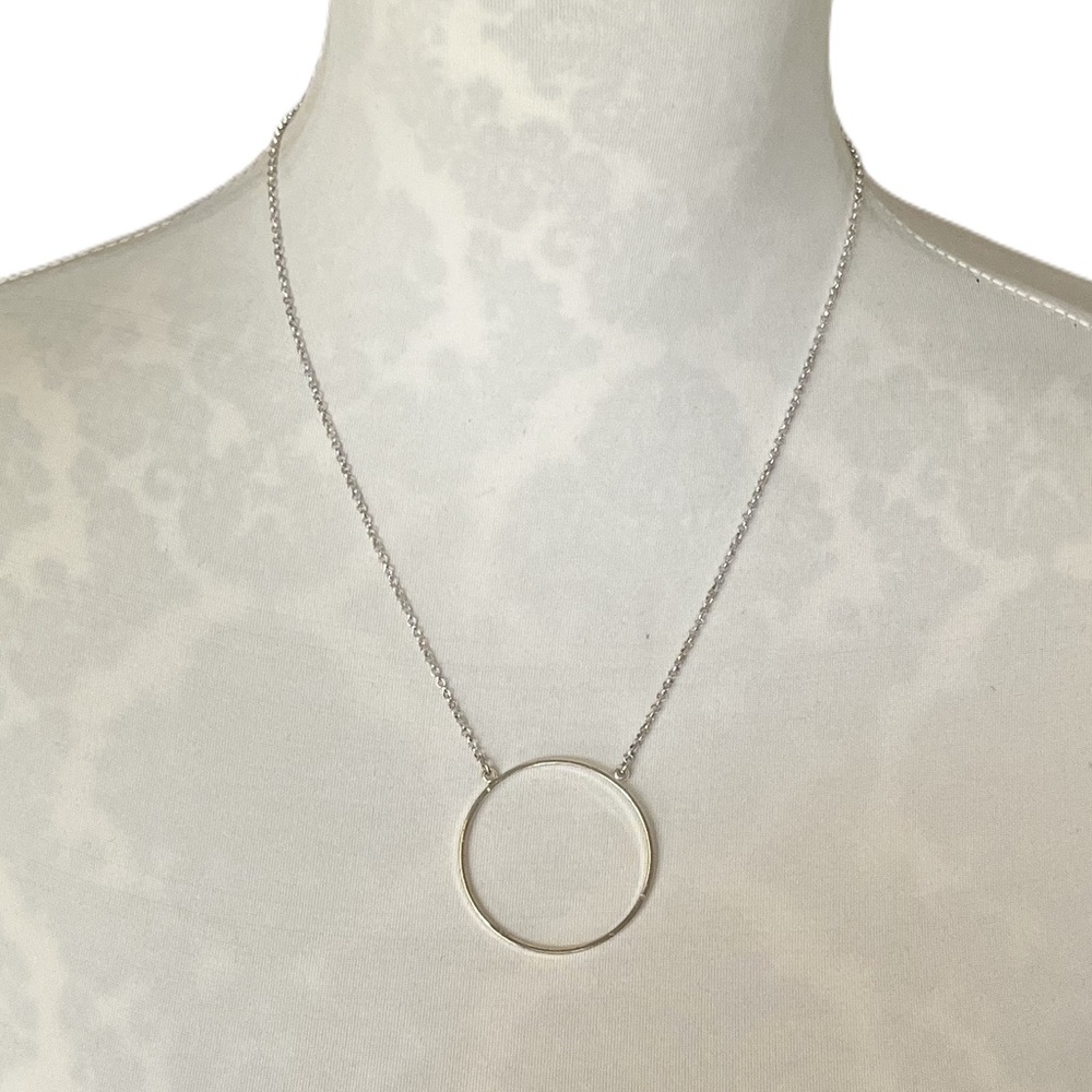 Lele Sadoughi Silver Circle Pendant Necklace – Minimalist Modern Jewelry